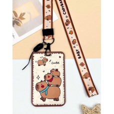 Lanyard Capibara Cinta Portacredencial Vertical Café